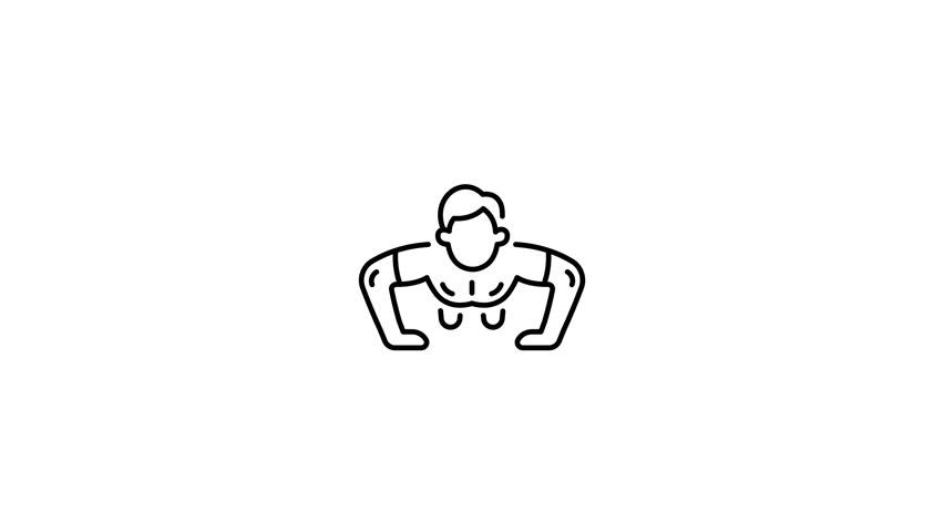 A character doing exertion, linear style animated icon 