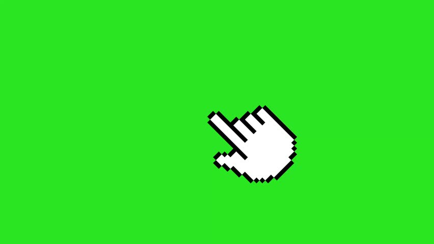 Pixel style cursor click animation icon on a green background 4K video footage