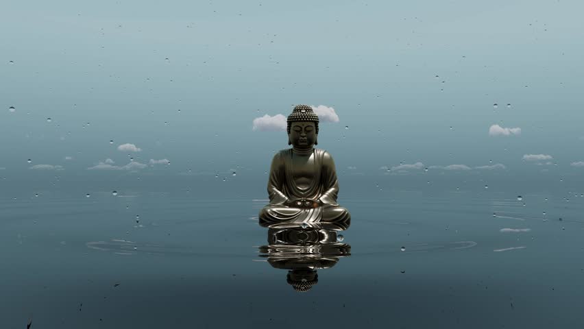 
Yogi or Buddha sits on the surface of the water in meditation. Buddha, buddhism, religion, meditation, prayer, zen