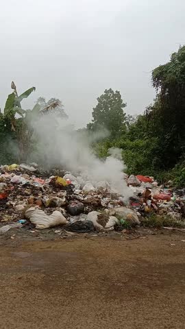 Illegal Trash Burning - Environmental Pollution Footage