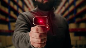 Scanner scan delivery box in storage, E-commerce shop, man packing goods and clothes second hand delivery market, courier Packaging and Shipping Workspace with Supplies and Technology, online sales. - Powered by Shutterstock - Get 15% off with code: PIKWIZARD15