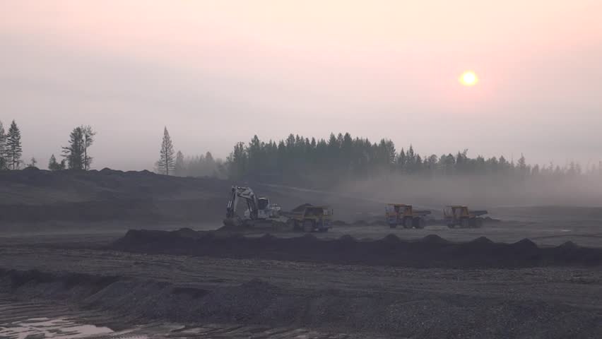 A foggy morning at a gold mine. 