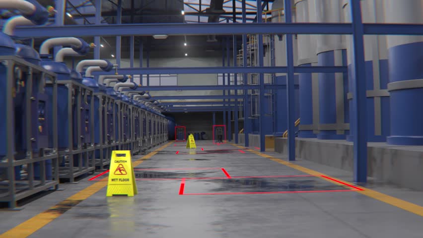 Surveillance cameras within industrial factories To observe the operation of the machinery and damage detection and movements tracking