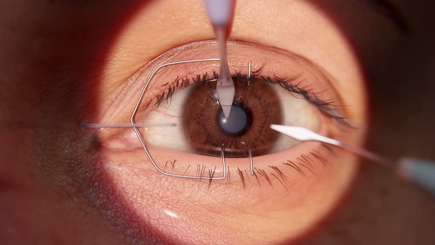 Medical team performs precise eye surgery on an patient, Restoring vision with latest medical technology and cutting-edge techniques, Modern eye surgery concept