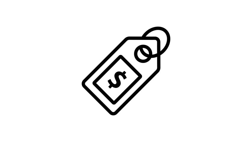 Animated price tag with a dollar sign swings playfully