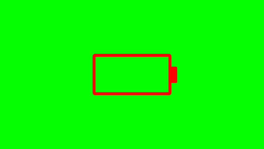 Low battery animation on green screen background, 4k video