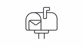 Postal service line animation. Mailbox animated icon. Moving mail, envelope. Shaking box. Marketing delivery, notification. Outline element on white background. HD video with alpha channel - Powered by Shutterstock - Get 15% off with code: PIKWIZARD15