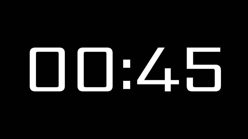 45 second digital countdown timer perfect for intros, presentations. Clean, modern, and minimalist countdown timer