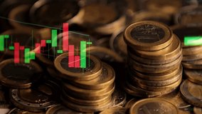 Infographic animation overlays spinning euro coins showing dynamic market data - Powered by Shutterstock - Get 15% off with code: PIKWIZARD15