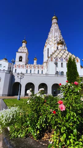 MINSK, Republic of Belarus - September 3, 2024: Church of All Saints, Minsk Orthodox Church-monument in the name of All Saints and in memory of the innocently murdered. 4K
