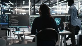 Data center programmer seeing critical error message while using node tree software to analyze datasets. Server room worker receiving glitch popup warning while using visual programming tool, camera A - Powered by Shutterstock - Get 15% off with code: PIKWIZARD15