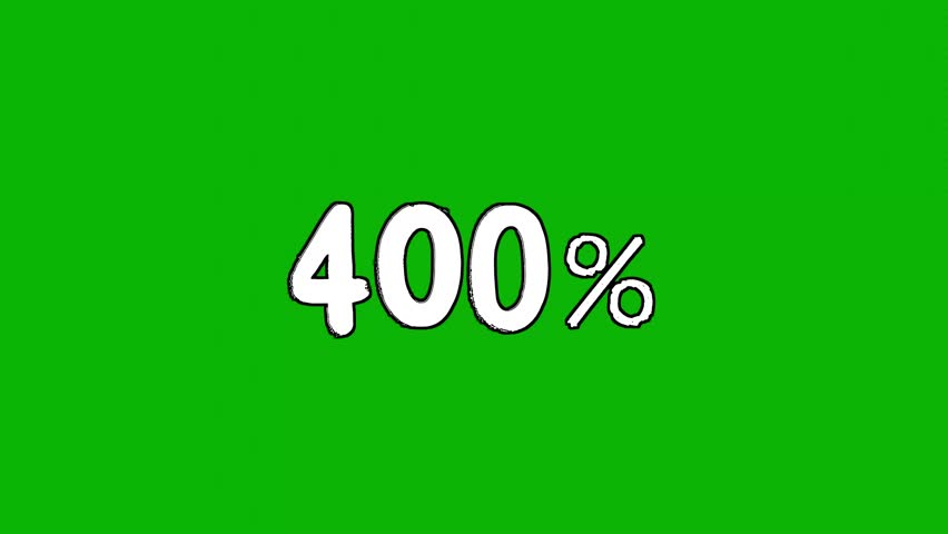 Animated "400% Off" Handwritten Style Text on Green Screen — White Sloppy Font Discount Promotion for Chroma Key Use