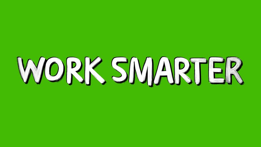 Positive motivational phrase “Work smart” white frase on green screen chroma key background