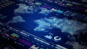 High-tech digital world map features data points, graphs, and global network connections. Technology digital big data and data analytics, Technology abstract background - Powered by Shutterstock - Get 15% off with code: PIKWIZARD15