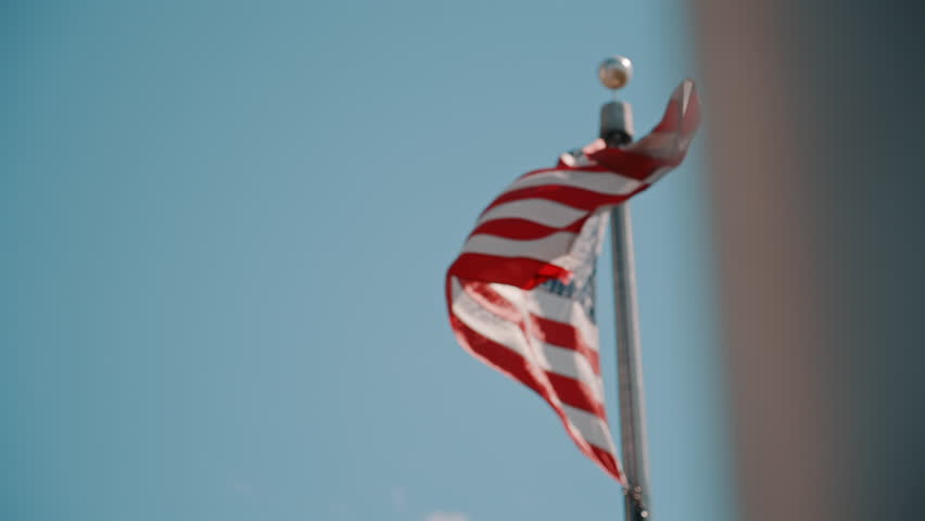 Close-Up of United States Flag in the Wind