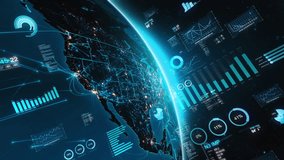 
Earth Spinning North American Map with City Lights, Networks and Financial Charts. Futuristic Business Technology Concept Animation, Artificial intelligence, IOT, AR. United States, Mexico, Canada. - Powered by Shutterstock - Get 15% off with code: PIKWIZARD15