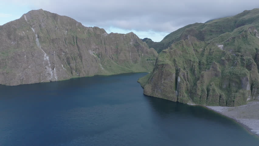 Aerial view beautiful landscape at Pinatubo mountain crater lake. Travel concept