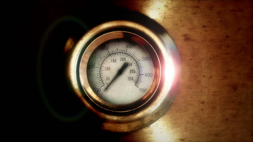 Temperature gauge, A photo realistic animation of an analogue temperature gauge