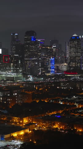 Vertical Video of Dallas, USA, Texas, Vertical Aerial View Shot