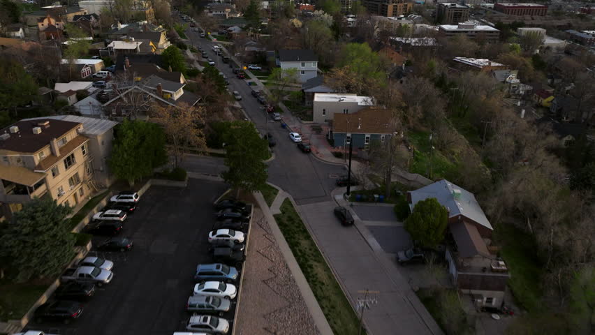 High-rise Buildings In Downtown Salt Lake City At Sunset In Utah, USA. - aerial shot
