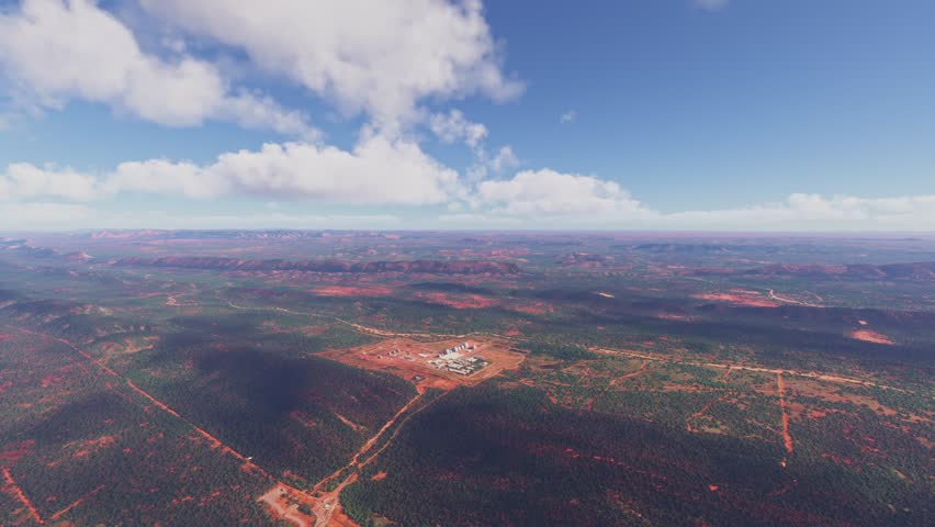 3D - Circular aerial drone view of Pine Gap in Hugh. Northern Territory. Australia