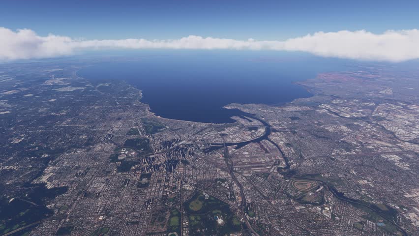 3D - Drone aerial shot of Melbourne city in Victoria. Australia