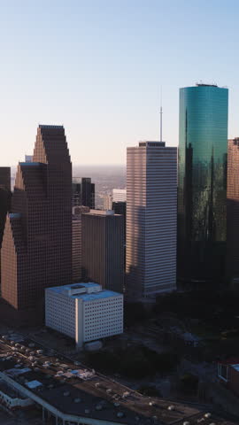 Vertical Video of Houston, USA, Texas, Vertical Aerial View Shot