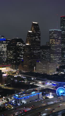 Vertical Video of Houston, USA, Texas, Vertical Aerial View Shot