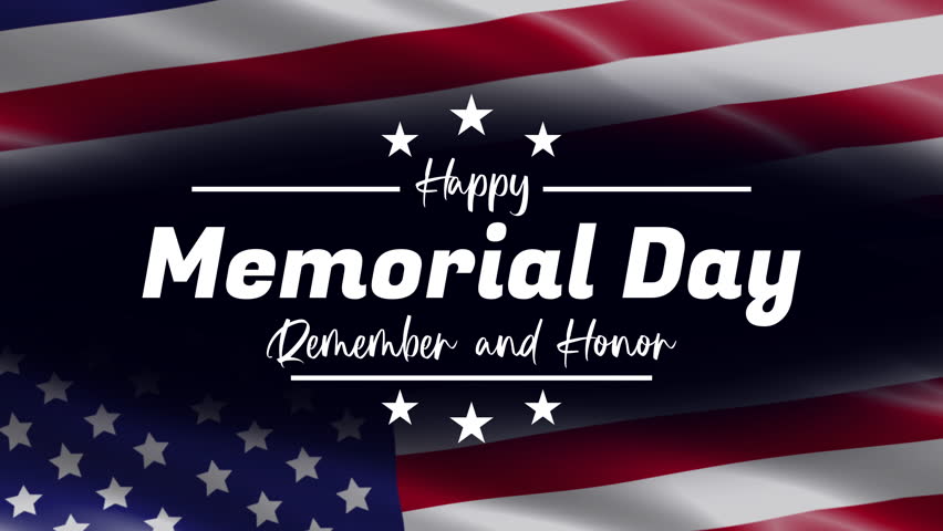 Happy memorial day Animation with American flag waving. Great for use on Memorial Day event in United States. Memorial Day card animation.