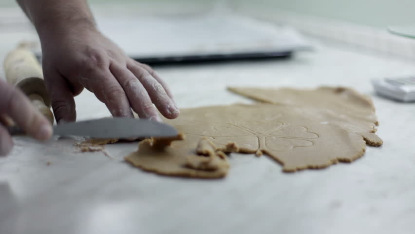 Close up shot of man hands that are making dough for cookies | Shutterstock HD Video #3777305