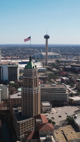 Vertical Video of San Antonio, USA, Texas, Vertical Aerial View Shot