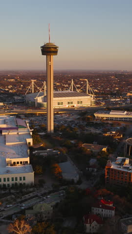 Vertical Video of San Antonio, USA, Texas, Vertical Aerial View Shot