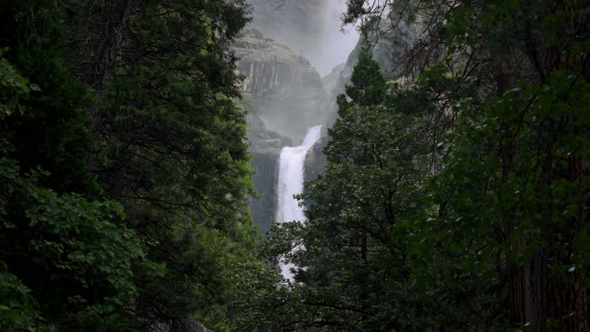Yosemite Falls in Yosemite National Park in California.  Photographed in the summer.