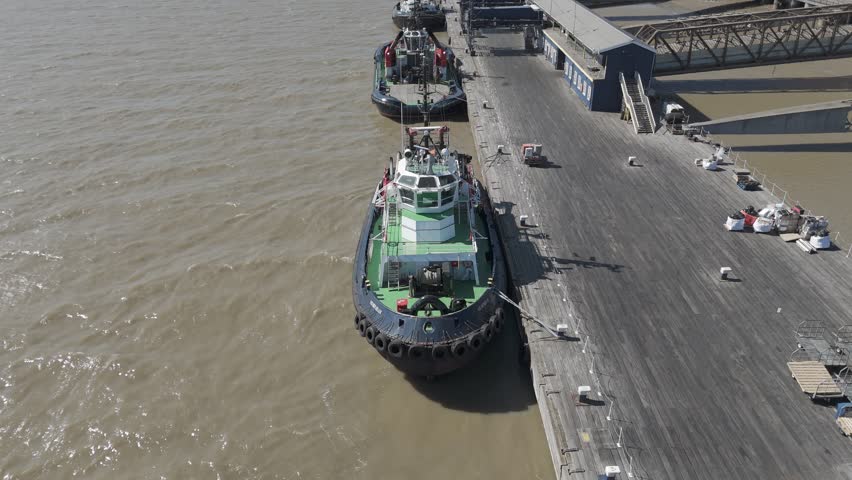Aerial video over Tilbury Port, Tilbury Docks, Tilbury UK