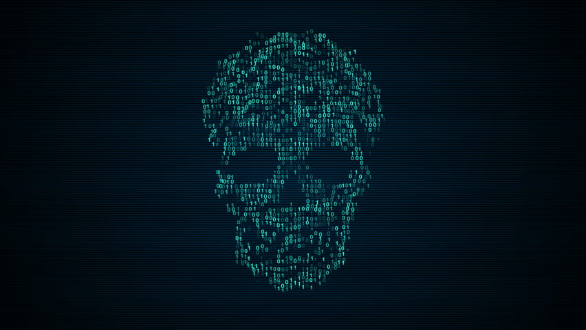 Skull Binary Code, Hacker concept ,Programming Coding, Abstract Technology Background