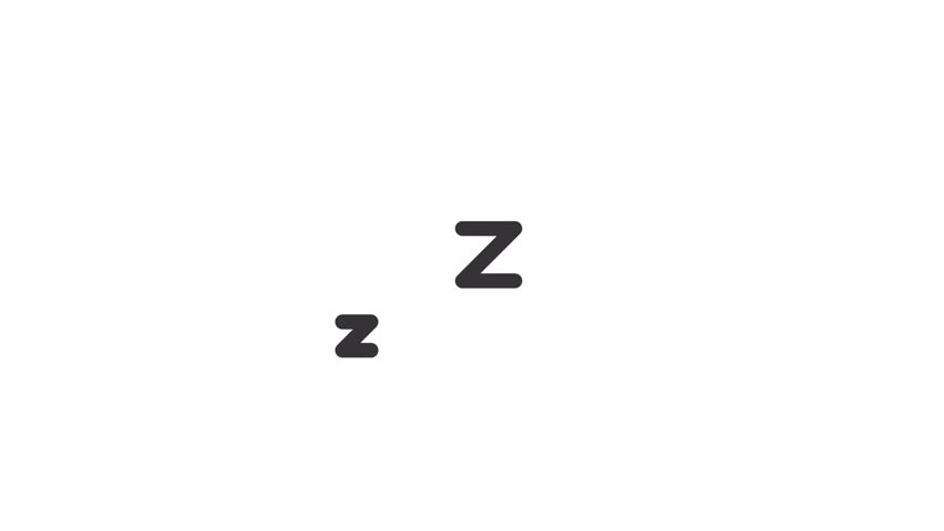 Sleep ui icon line animation. Dream, comfort. Relaxation, relax. Sleeping schedule, healthcare. Moving z letters animated user interface element isolated on white. HD video with alpha channel