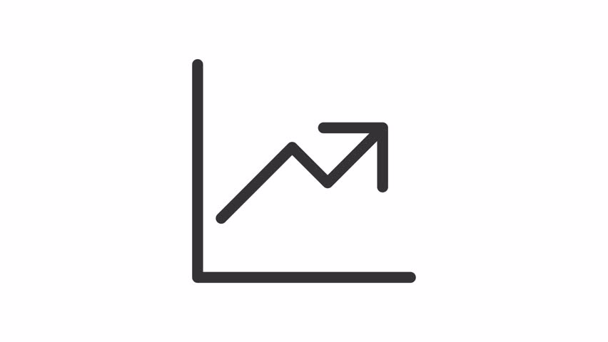 Chart growth ui icon line animation. Financial graph, economics. Business stock, corporate. Increasing diagram animated user interface element isolated on white. HD video with alpha channel