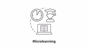 Microlearning concept icon line animation. Bite sized bursts of educative content. Innovative teaching method benefits. HD video clip on white linear. Animated outline round motion graphics - Powered by Shutterstock - Get 15% off with code: PIKWIZARD15