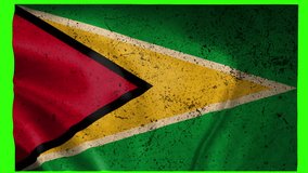 Guyana 4K Green Screen Flag Animation – Waving Guyana Flag with Grunge Texture. - Powered by Shutterstock - Get 15% off with code: PIKWIZARD15