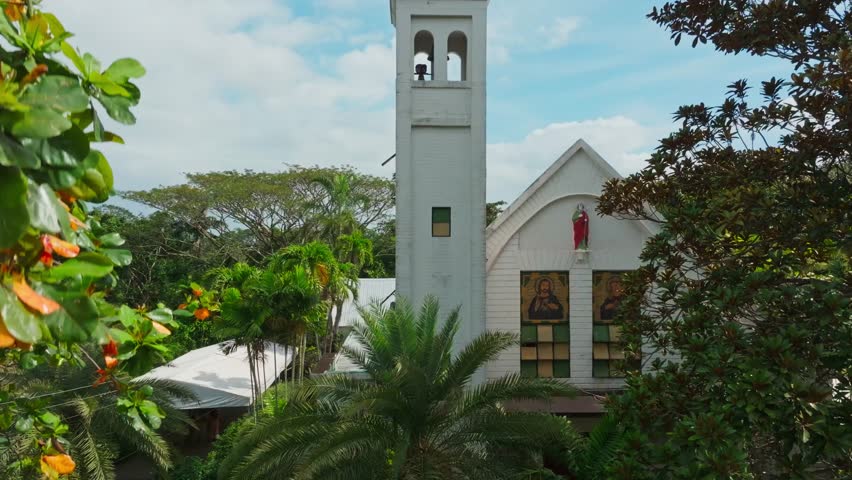 A rising-up drone footage of the St. Joseph the Worker Parish Church - Canlubang, Calamba City, Laguna (Diocese of San Pablo), The Philippines