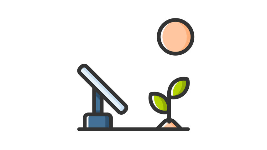 Animated solar panel icon. Perfect for farm, agriculture, smartfarm, technology, innovation, wireless, garden, machine, internet, eco, digital, online, computer, technology, internet and connection