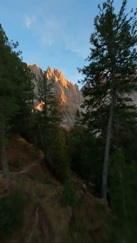Seceda Mountain shot on FPV drone. Dolomites, Italy