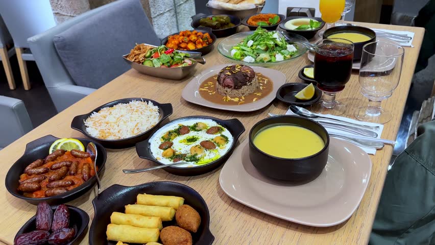 Immerse in vibrant 4K Middle Eastern feast. Showcase diversity, culture, and culinary richness with richly colored dishes perfect for food and lifestyle themes.