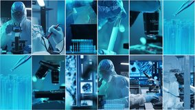 Technology and medical concept. Scientists, lab equipment and microscopes in biomedical innovations and clinical studies. Ideal for educational content. Vertical videos. - Powered by Shutterstock - Get 15% off with code: PIKWIZARD15