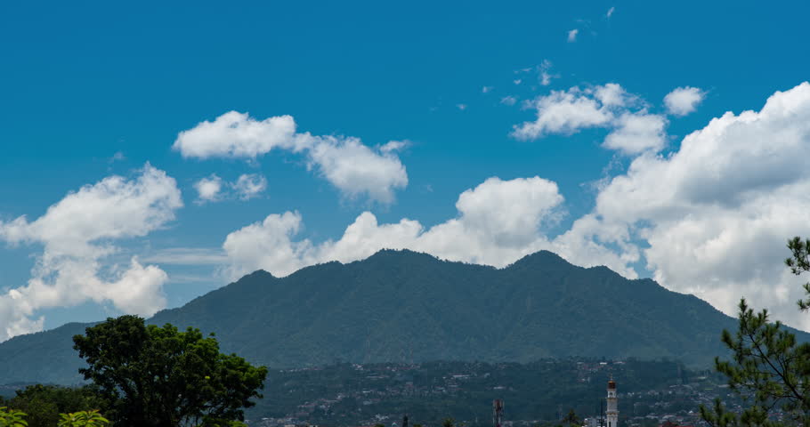 Timelapse of clouds forming above the mountain in Bandung, Indonesia
