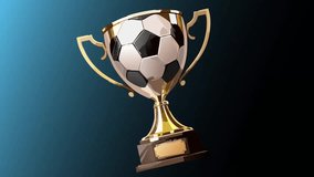 Video animation football soccer ball golden cup and abstract dark background - Powered by Shutterstock - Get 15% off with code: PIKWIZARD15