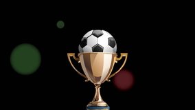 Video animation gold cup prize with football soccer ball and abstract background with glitters - Powered by Shutterstock - Get 15% off with code: PIKWIZARD15