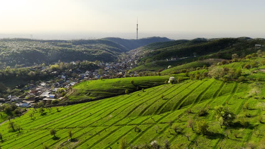 Aerial Mountains landscape in Kazakhstan