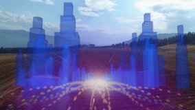 3D-rendered data visualization emerging across farm, showing glowing 3D bars and neon data trails. Technology, innovation, agriculture, futurism, analytics, digital, landscape - Powered by Shutterstock - Get 15% off with code: PIKWIZARD15