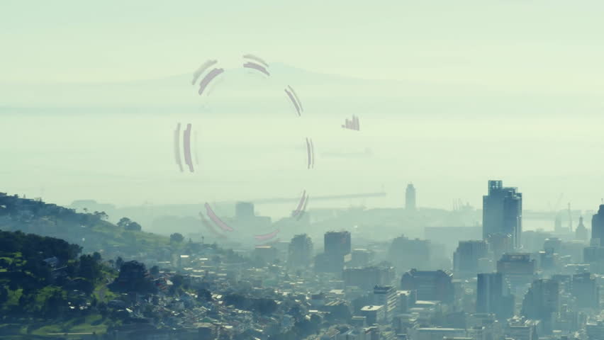 Futuristic HUD interface being displayed over misty urban cityscape, with wireframe head and graphs. Futuristic, technology, data, digital, city, skyline, innovation - Powered by Shutterstock - Get 15% off with code: PIKWIZARD15